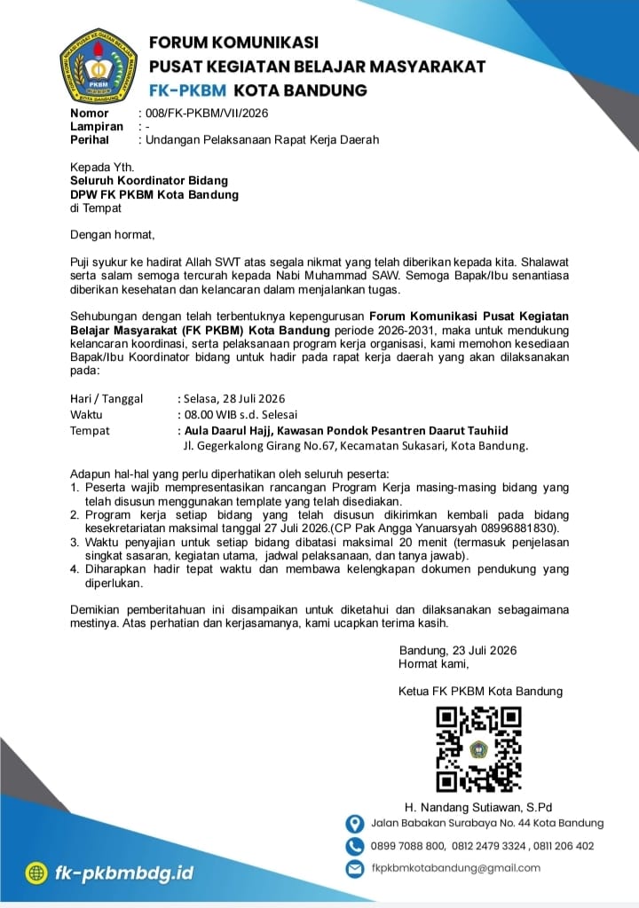 Poster RAKERDA DPD FK PKBM KOTA BANDUNG