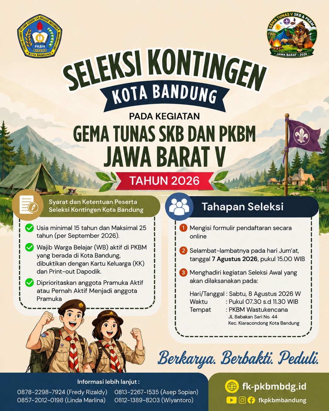 Poster Pendaftaran Peserta Seleksi Kontingen Kota Bandung pada Gema Tunas SKB dan PKBM Jawa Barat V Tahun 2026